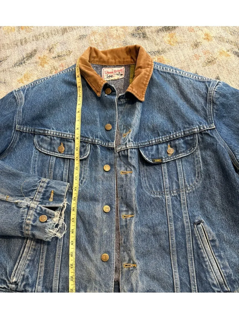 Vintage Lee Storm Rider Denim Jacket XL 46 R Blanket Lined CHORE COAT